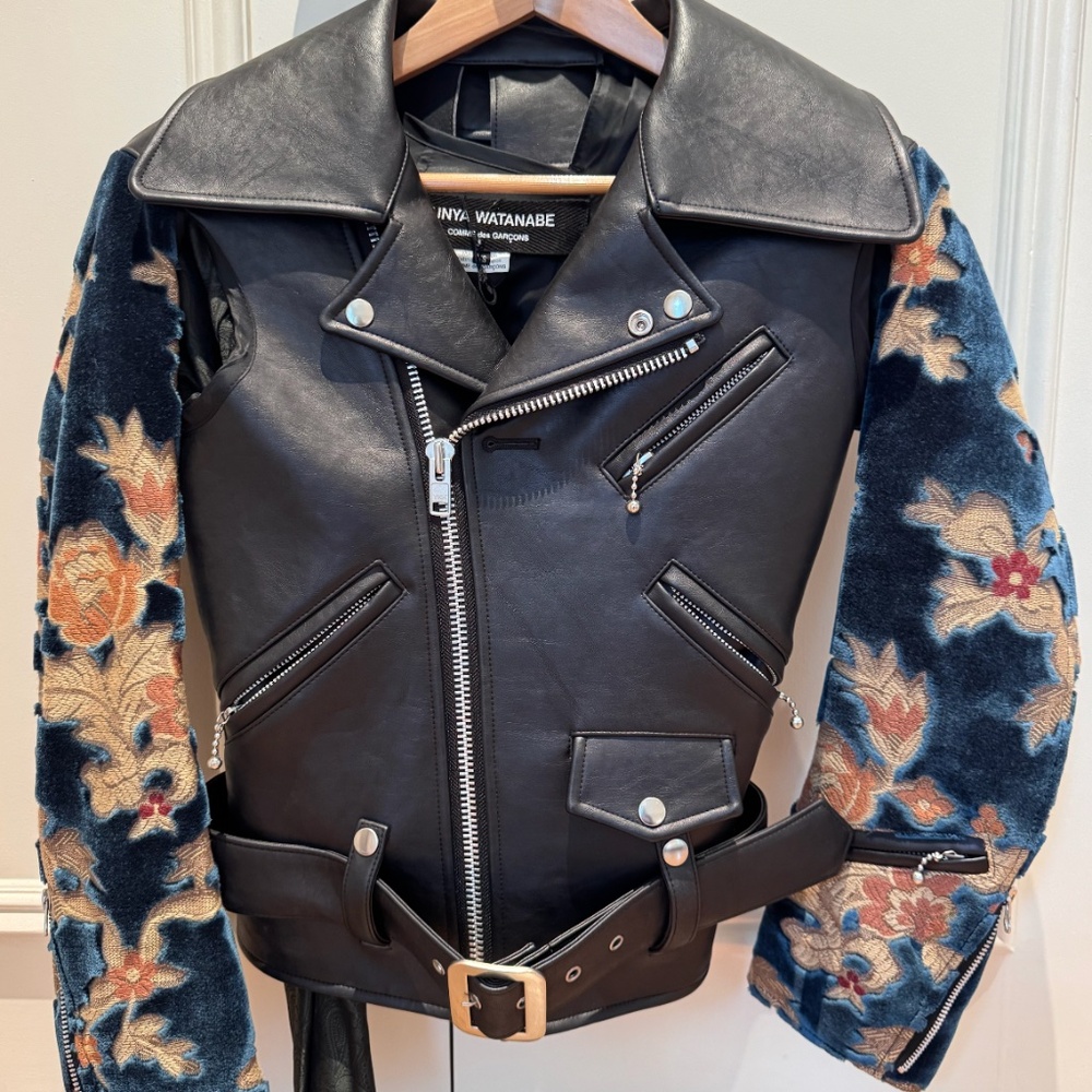 Junya Watanabe  flower print leather jacket